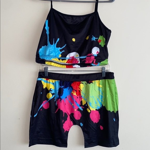 Two Piece Sleeveless Crop Top Bo Dycon Shorts Set - Picture 2 of 4